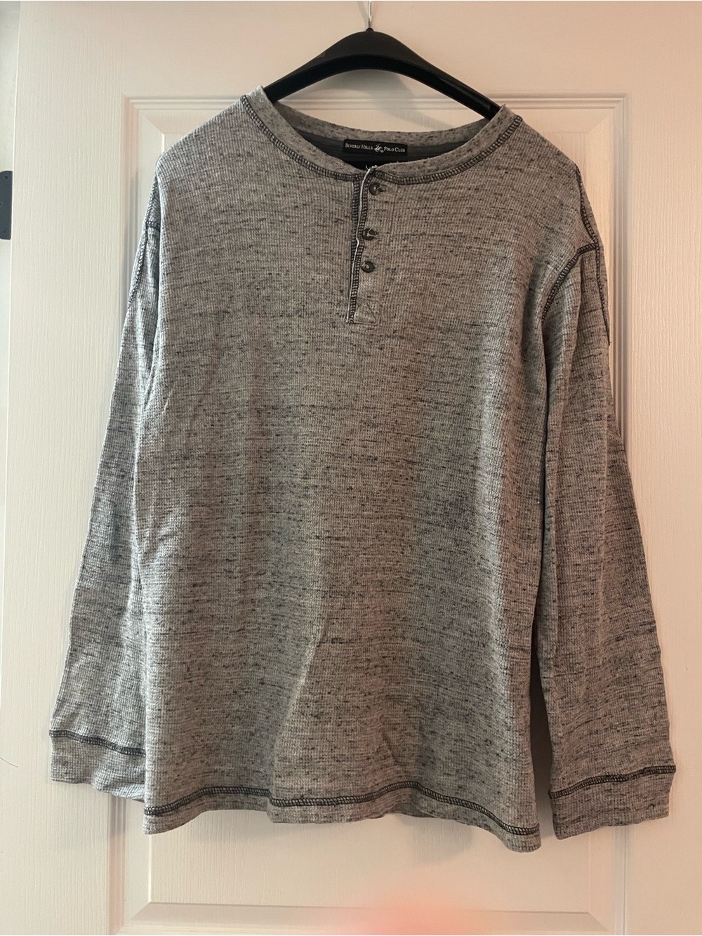 Beverly Hills Polo Club Grey Heather Henley Long-Sleeve Shirt